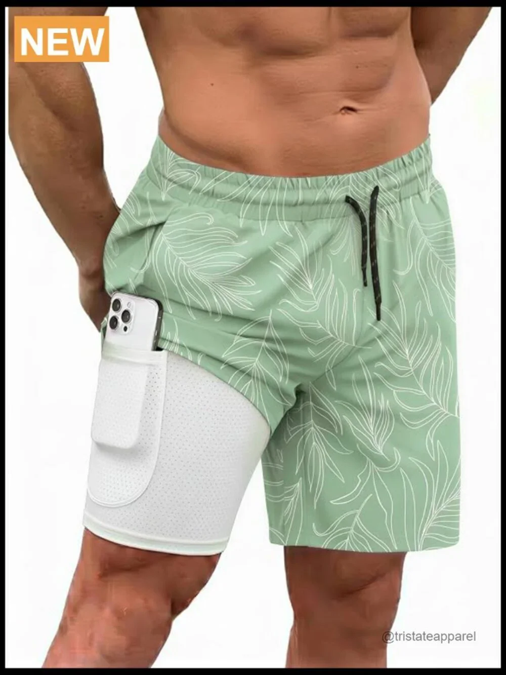 Men's Swim Trunks with Compression Liner, 5.5